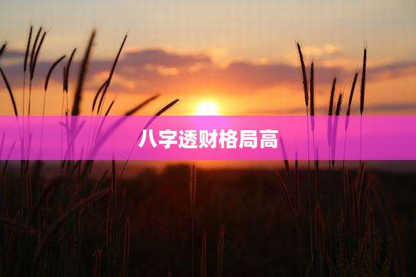 八字透财格局高