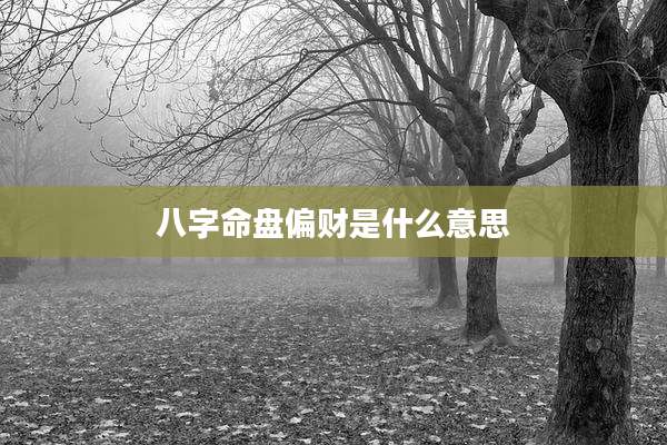 八字命盘偏财是什么意思