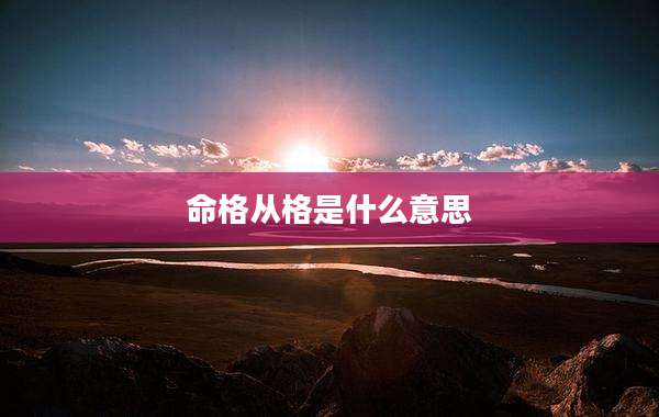 命格从格是什么意思