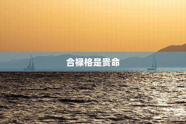 合禄格是贵命