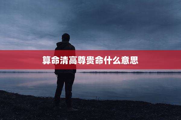算命清高尊贵命什么意思