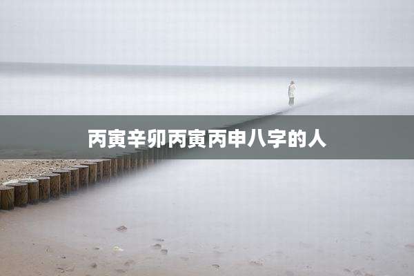 丙寅辛卯丙寅丙申八字的人