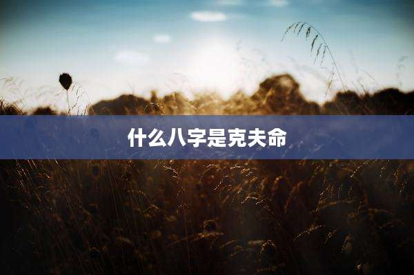 什么八字是克夫命