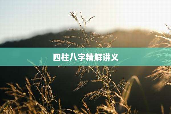 四柱八字精解讲义