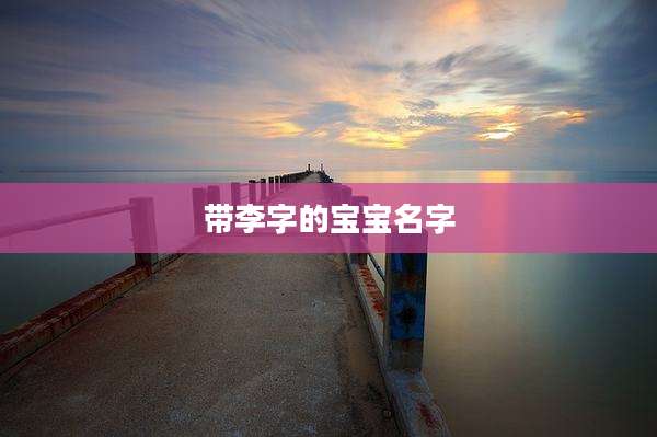 带李字的宝宝名字