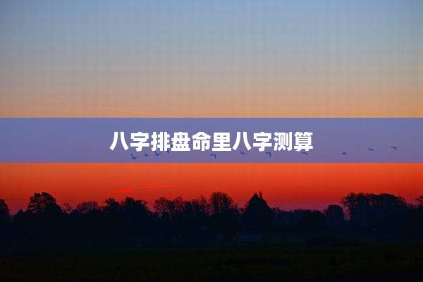 八字排盘命里八字测算