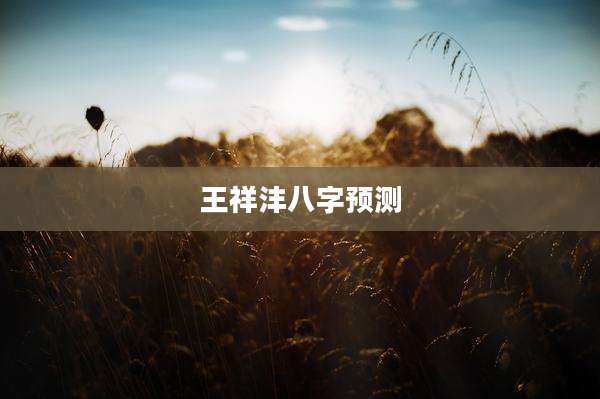 王祥沣八字预测