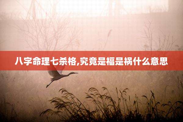 八字命理七杀格,究竟是福是祸什么意思