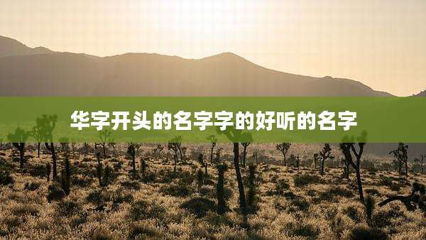 华字开头的名字字的好听的名字