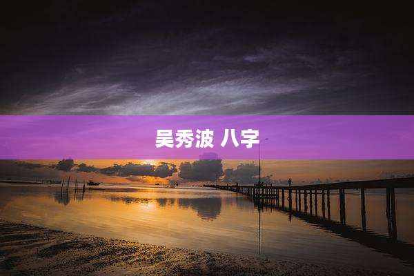 吴秀波 八字