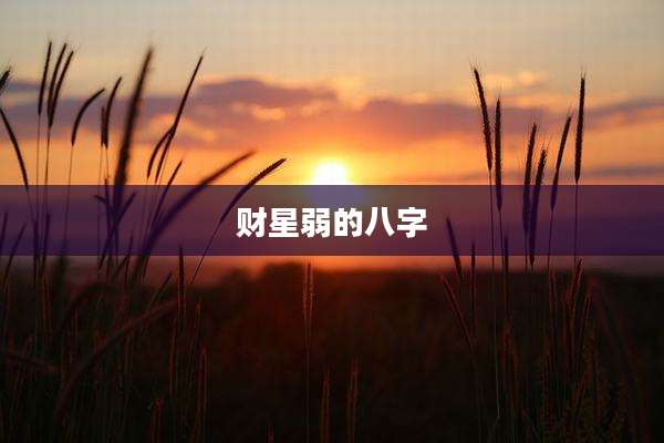 财星弱的八字