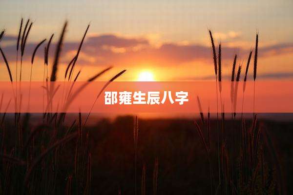邵雍生辰八字