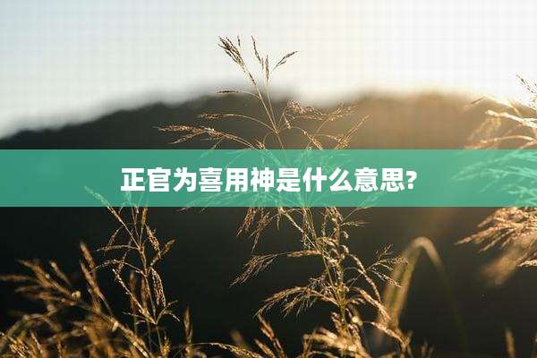正官为喜用神是什么意思?