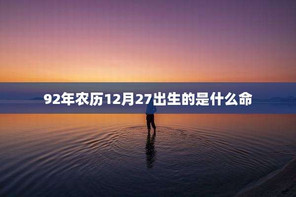 92年农历12月27出生的是什么命