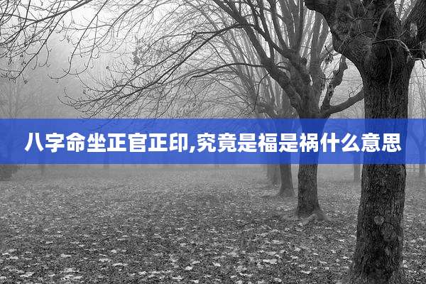 八字命坐正官正印,究竟是福是祸什么意思