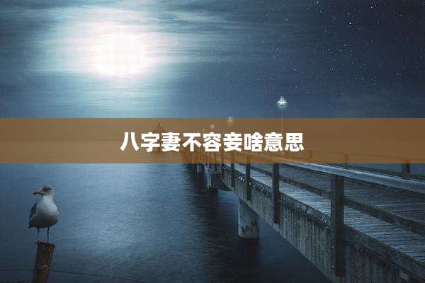 八字妻不容妾啥意思