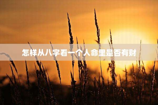 怎样从八字看一个人命里是否有财