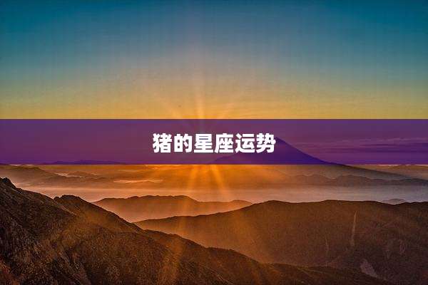 猪的星座运势