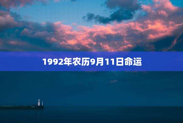 1992年农历9月11日命运