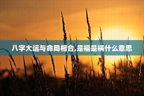 八字大运与命局相合,是福是祸什么意思