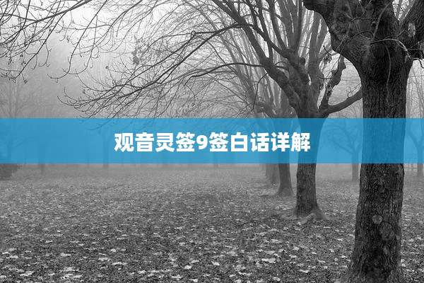 观音灵签9签白话详解