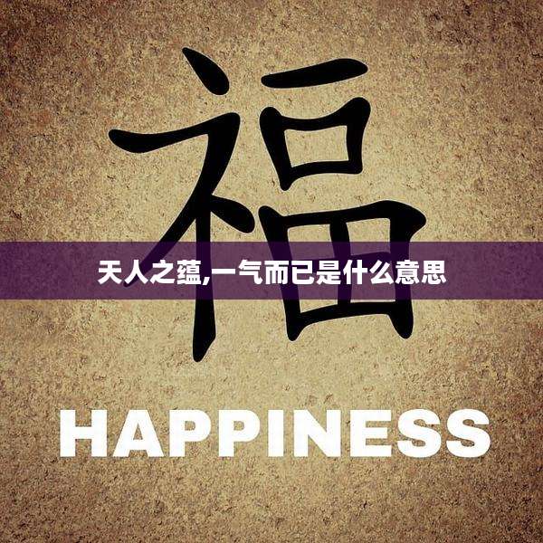 天人之蕴,一气而已是什么意思