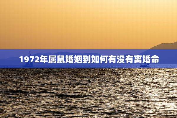 1972年属鼠婚姻到如何有没有离婚命