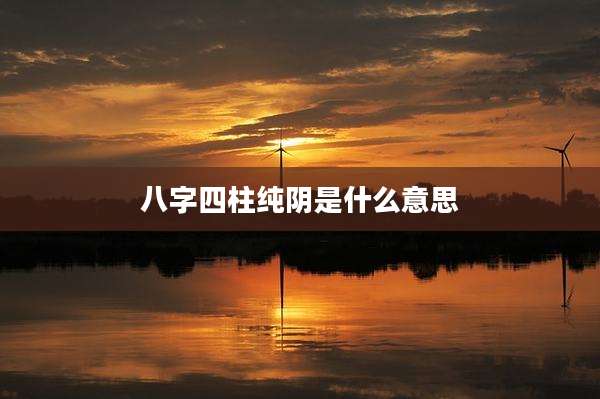 八字四柱纯阴是什么意思