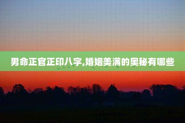 男命正官正印八字,婚姻美满的奥秘有哪些