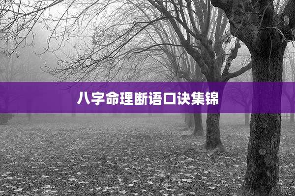 八字命理断语口诀集锦