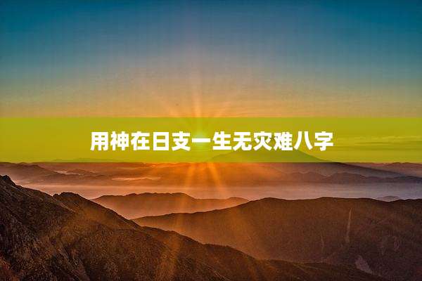 用神在日支一生无灾难八字