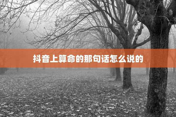 抖音上算命的那句话怎么说的