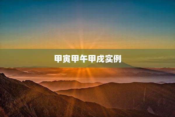 甲寅甲午甲戌实例
