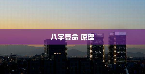八字算命 原理