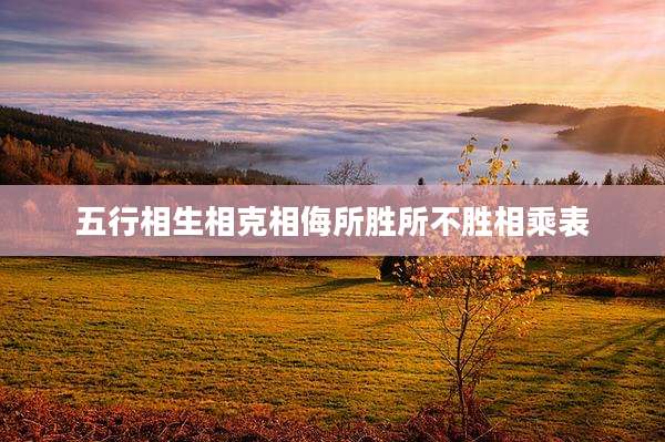 五行相生相克相侮所胜所不胜相乘表
