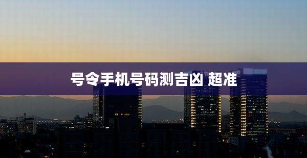 号令手机号码测吉凶 超准