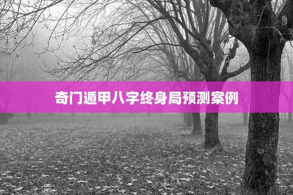 奇门遁甲八字终身局预测案例