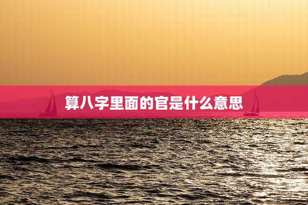 算八字里面的官是什么意思