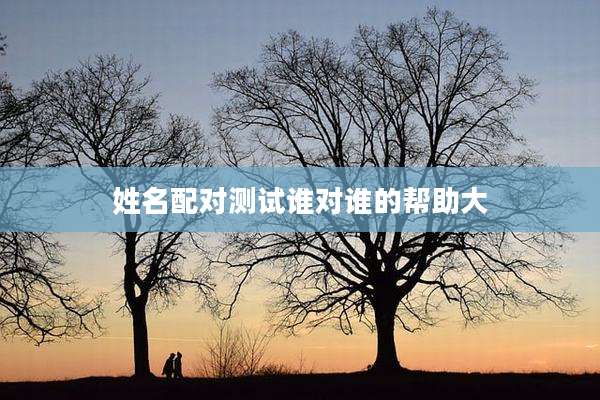 姓名配对测试谁对谁的帮助大