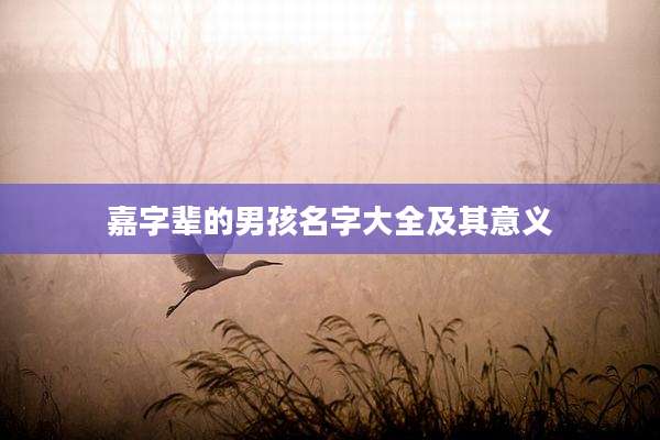嘉字辈的男孩名字大全及其意义