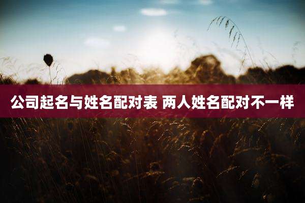 公司起名与姓名配对表 两人姓名配对不一样