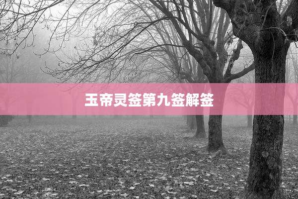 玉帝灵签第九签解签