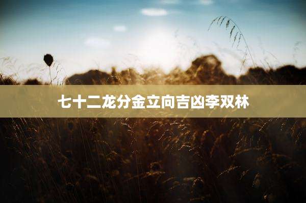 七十二龙分金立向吉凶李双林