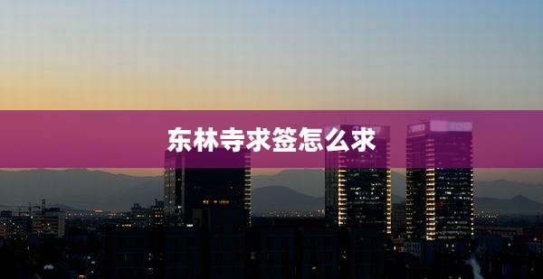东林寺求签怎么求