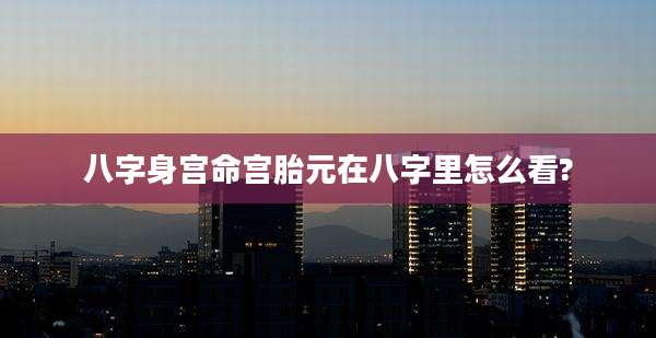 八字身宫命宫胎元在八字里怎么看?
