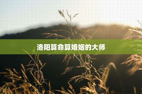 洛阳算命算婚姻的大师