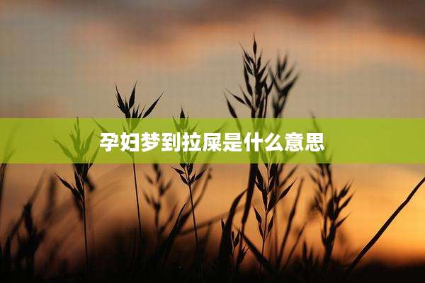 孕妇梦到拉屎是什么意思