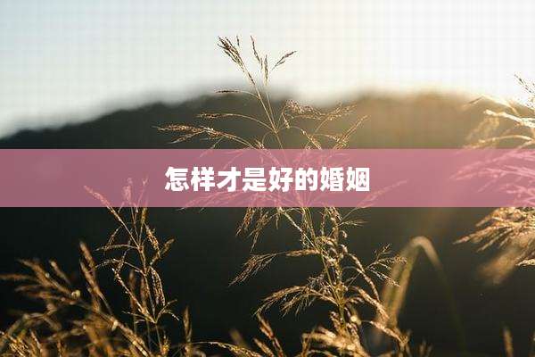 怎样才是好的婚姻