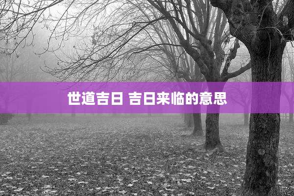 世道吉日 吉日来临的意思