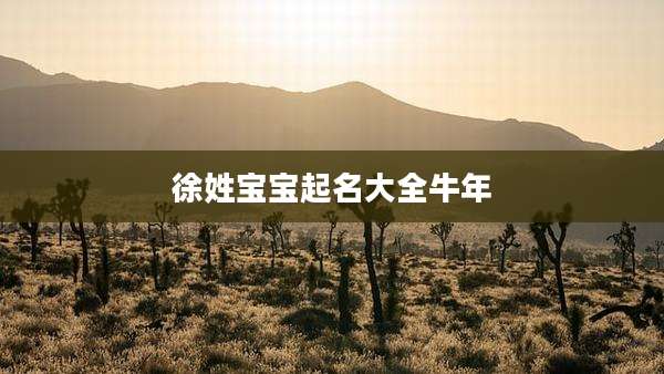 徐姓宝宝起名大全牛年